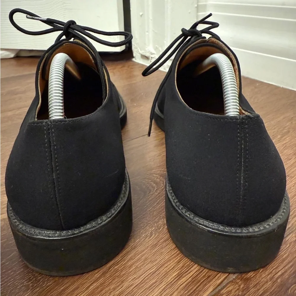 Salvatore Ferragamo Men's Black Canvas Derby Shoes‎ Sz 11 D Made In Italy Casual